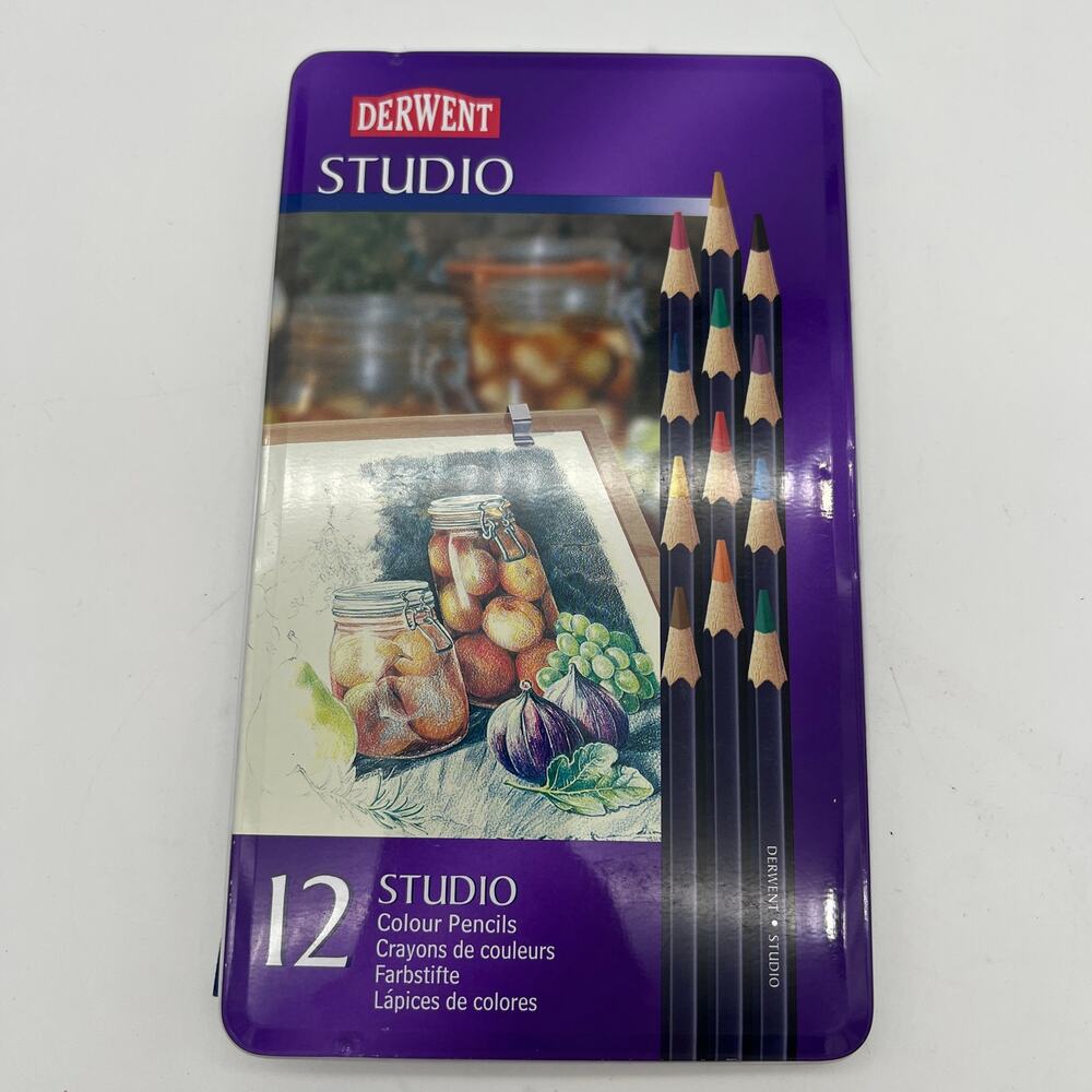 DERWENT STUDIO Colored Pencil Set Tin 12 Piece Sealed